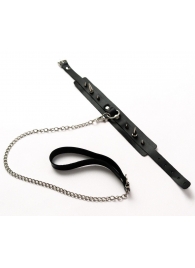 Черный ошейник с шипами и поводком - Crazy Handmade - купить с доставкой в Невинномысске