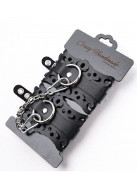 Ажурные наручники из черной кожи - Crazy Handmade - купить с доставкой в Невинномысске