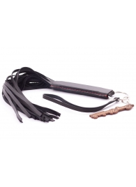 Черная кожаная плеть с удобной ручкой - 50 см. - Crazy Handmade - купить с доставкой в Невинномысске