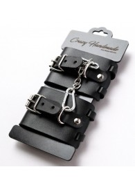 Черные кожаные наручники с ремешками - Crazy Handmade - купить с доставкой в Невинномысске