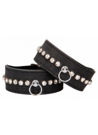 Черные наручники Diamond Studded Wrist Cuffs - Shots Media BV - купить с доставкой в Невинномысске