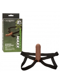 Коричневый фаллопротез из силикона Extension with Harness - 15,75 см. - California Exotic Novelties - купить с доставкой в Невинномысске