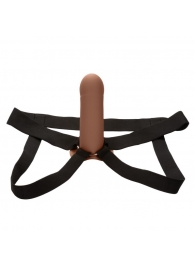 Коричневый фаллопротез из силикона Extension with Harness - 15,75 см. - California Exotic Novelties - купить с доставкой в Невинномысске