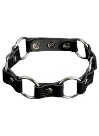 Кожаный черный ошейник с кольцами - Sitabella - купить с доставкой в Невинномысске