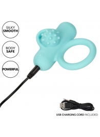 Аквамариновое эрекционное виброкольцо Silicone Rechargeable Nubby Lover’s Delight - California Exotic Novelties - в Невинномысске купить с доставкой