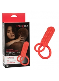 Красное эрекционное кольцо Silicone Rechargeable Vertical Dual Enhancer - California Exotic Novelties - в Невинномысске купить с доставкой