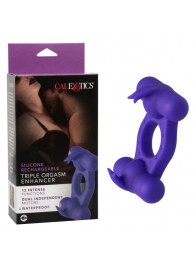 Фиолетовое эрекционное виброкольцо с двумя моторами Silicone Rechargeable Triple Orgasm Enhancer - California Exotic Novelties - в Невинномысске купить с доставкой