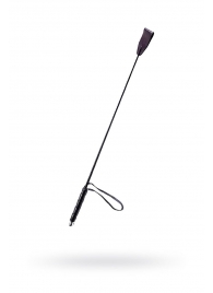 Чёрный стек с кожаной ручкой - 58 см. - Sitabella - купить с доставкой в Невинномысске