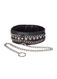 Чёрный ошейник с цепочками и поводком - Sitabella - купить с доставкой в Невинномысске