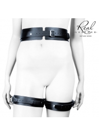 Черный кожаный пояс с гартерами - S-M - Notabu - купить с доставкой в Невинномысске