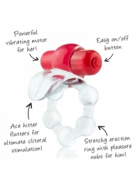 Виброкольцо с язычком и красным виброэлементом Overtime - Screaming O - в Невинномысске купить с доставкой