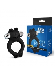 Черное силиконовое эрекционное виброкольцо Sex Expert - Sex Expert - в Невинномысске купить с доставкой