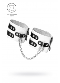 Бело-черные оковы с двумя ремешками и люверсами - Pecado - купить с доставкой в Невинномысске