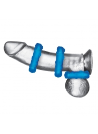 Комплект из трех голубых эрекционных колец 3-Pack Ribbed Rider Cock Ring Set - BlueLine - в Невинномысске купить с доставкой