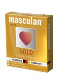 Презервативы Masculan Ultra Gold с золотым напылением и ароматом ванили - 3 шт. - Masculan - купить с доставкой в Невинномысске