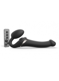 Черный безремневой страпон Multi Orgasm Size M с клиторальной стимуляцией - Strap-on-me - купить с доставкой в Невинномысске