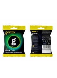 Ультратонкие презервативы Ganzo Ultra thin в мягкой упаковке - 3 шт. - Ganzo - купить с доставкой в Невинномысске