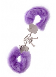 Фиолетовые меховые наручники METAL HANDCUFF WITH PLUSH LAVENDER - Dream Toys - купить с доставкой в Невинномысске