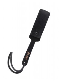 Черный твердый пэддл из натуральной кожи и дерева - 33 см. - Pecado - купить с доставкой в Невинномысске