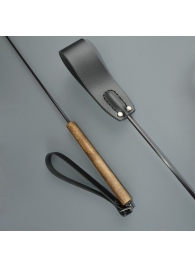 Черный кожаный стек с деревянной рукоятью - 69 см. - Sitabella - купить с доставкой в Невинномысске