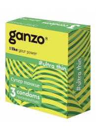 Ультратонкие презервативы Ganzo Ultra thin - 3 шт. - Ganzo - купить с доставкой в Невинномысске