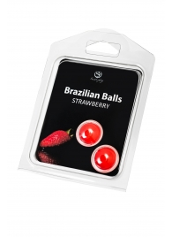 Набор из 2 шариков с массажным маслом Brazilian Balls с ароматом клубники - Secret Play - купить с доставкой в Невинномысске