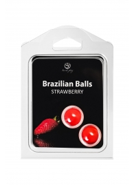 Набор из 2 шариков с массажным маслом Brazilian Balls с ароматом клубники - Secret Play - купить с доставкой в Невинномысске