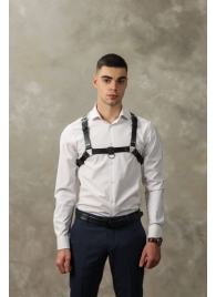 Черная мужская кожаная портупея №4 - БДСМ Арсенал - купить с доставкой в Невинномысске