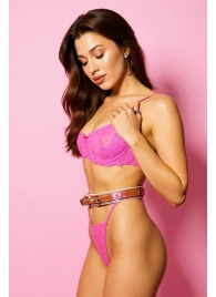 Эффектный розовый пояс из голографической эко-кожи - БДСМ Арсенал - купить с доставкой в Невинномысске