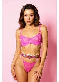 Эффектный розовый пояс из голографической эко-кожи - БДСМ Арсенал - купить с доставкой в Невинномысске