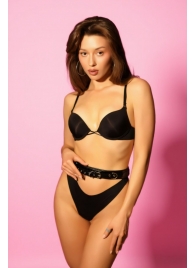 Эффектный черный пояс из лаковой эко-кожи - БДСМ Арсенал - купить с доставкой в Невинномысске