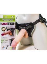 Страпон-унисекс с двумя насадками UNI strap 7  Harness - 19 и 16 см. - LOVETOY (А-Полимер) - купить с доставкой в Невинномысске