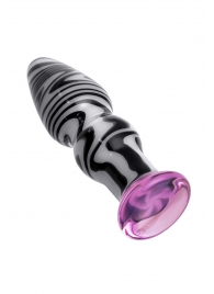 Белая анальная пробка из стекла с чёрными полосами - 11,6 см. - Sexus