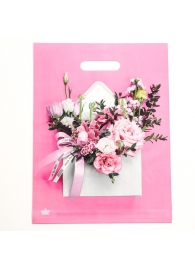 Розовый пакет с цветочным принтом и вырубной ручкой (40х31 см) - Сима-Ленд - купить с доставкой в Невинномысске