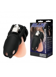 Черная клетка для пениса Silicone Small 2 in Cock Cage With Ball Divider - BlueLine - купить с доставкой в Невинномысске