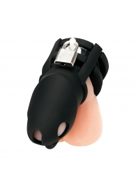 Черная клетка для пениса Silicone Small 2 in Cock Cage With Ball Divider - BlueLine - купить с доставкой в Невинномысске