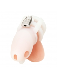 Белая клетка для пениса Silicone Small 2 in Cock Cage With Ball Divider - BlueLine - купить с доставкой в Невинномысске