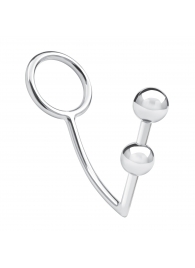 Кольцо на пенис с анальным стимулятором Two Bead Stainless Steel Anal Hook   Cock Ring - BlueLine - в Невинномысске купить с доставкой