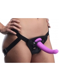 Лиловый поясной страпон Navigator Silicone G-Spot Dildo with Harness - 17,8 см. - XR Brands - купить с доставкой в Невинномысске