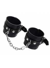 Черные однослойные наручники из натуральной кожи с цепочкой - Pecado - купить с доставкой в Невинномысске