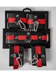 Черно-красный набор фиксаций: наручники, оковы и ошейник - Crazy Handmade - купить с доставкой в Невинномысске