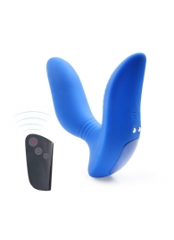 Синий вибромассажер простаты 3,5’’ Remote Control Curve P-spot Massager - 12 см. - Erokay - в Невинномысске купить с доставкой
