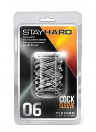 Прозрачная насадка с объёмными чёрточками STAY HARD COCK SLEEVE 06 CLEAR - Blush Novelties - в Невинномысске купить с доставкой