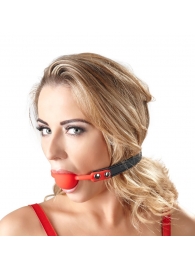 Силиконовый кляп-шар на чёрных ремешках Red Gag silicone - Orion - купить с доставкой в Невинномысске