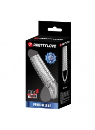 Прозрачная насадка на пенис с ребрышками и подхватом мошонки - Baile - в Невинномысске купить с доставкой