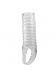 Прозрачная насадка на пенис с ребрышками и подхватом мошонки - Baile - в Невинномысске купить с доставкой