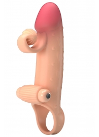 Телесная вибронасадка на пенис с подхватом мошонки - 20 см. - Baile - в Невинномысске купить с доставкой