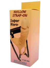 Телесный полый страпон на ремешках - 16,5 см. - Boys of Toys - купить с доставкой в Невинномысске