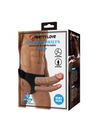 Темно-бежевый фаллопротез для двойного проникновения - 17,5 см. - Baile - купить с доставкой в Невинномысске