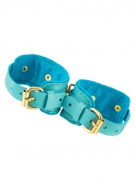 Голубые двуслойные кожаные оковы - Pecado - купить с доставкой в Невинномысске